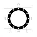 DN300 Flachdichtung CR/SBR 445x400x332x3mm 12x22mm