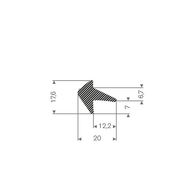 EPDM Moosgummi Profil BxH=20x17,6mm (L=50m)