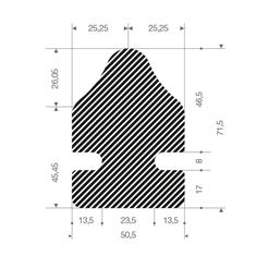EPDM Moosgummi Profil BxH=50,5x71,5mm (L=15m)