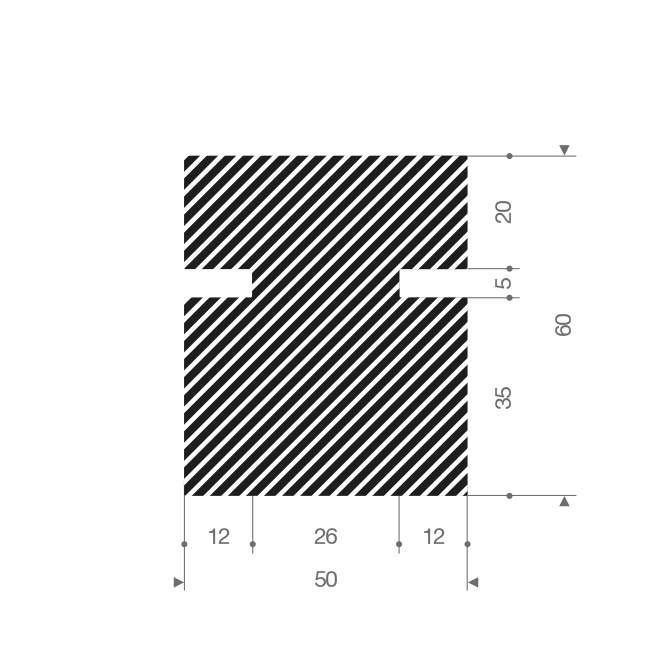 EPDM Moosgummi Profil BxH=50x60mm