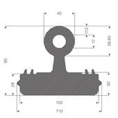 EPDM Moosgummi T-Profil BxH=110x90mm (L=10,50m)