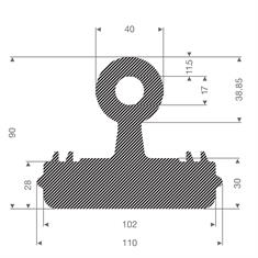EPDM Moosgummi T-Profil BxH=110x90mm (L=10,50m)