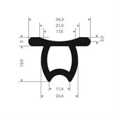 EPDM Vollgummi omega T-profil BxH= 34,3x19,6mm (L=50m)