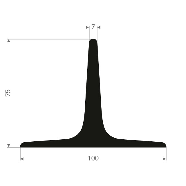 EPDM Vollgummi T-Profil BxH=100x75mm (5 Meter rollen)