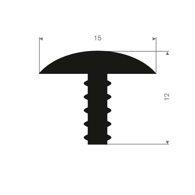 EPDM Vollgummi T-Profil BxH=15x12mm (L=50m)