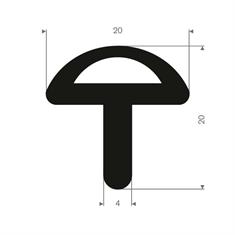 EPDM Vollgummi T-Profil BxH=20x20mm (L=50m)