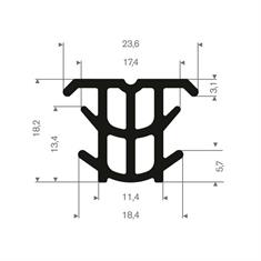 EPDM Vollgummi T-Profil BxH=23,6x18,2mm (L=75m)