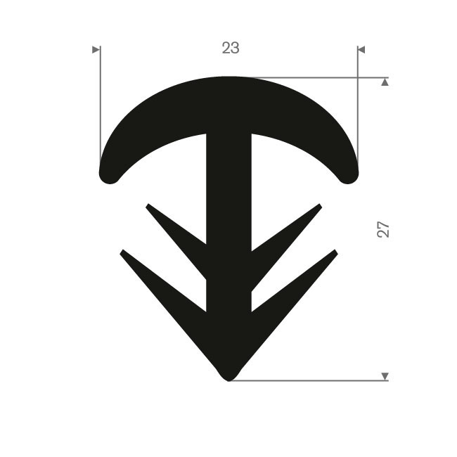 EPDM Vollgummi T-Profil BxH=23x27mm (L=50m)