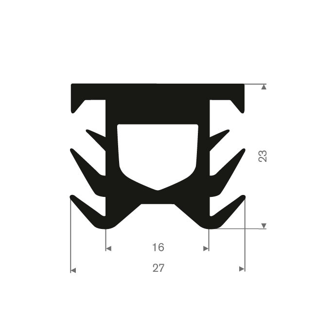 EPDM Vollgummi T-Profil BxH=27x23mm (L=25m)