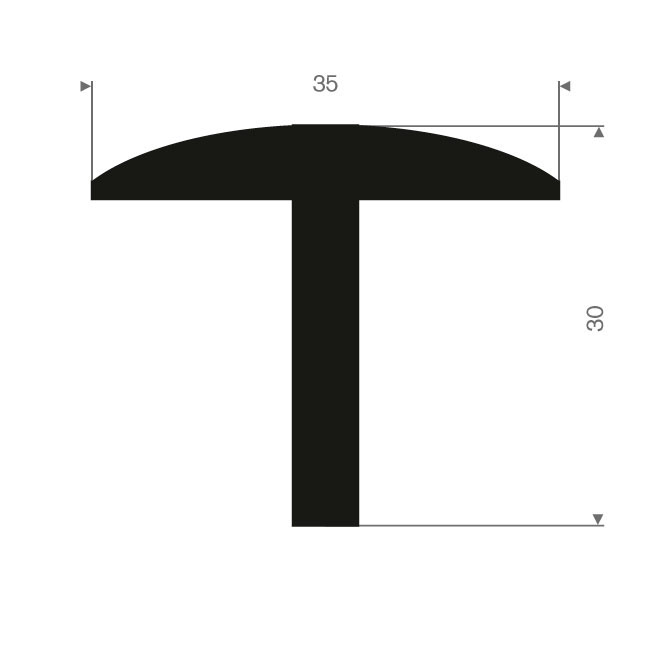 EPDM Vollgummi T-Profil BxH=35x30mm (L=50m)