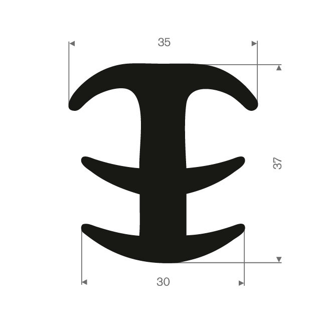 EPDM Vollgummi T-Profil BxH= 35x37mm (L=25m)