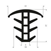 EPDM Vollgummi T-Profil BxH=40x37mm (L=25m)
