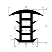 EPDM Vollgummi T-Profil BxH=48x45mm (L=25m)