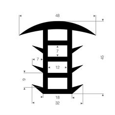 EPDM Vollgummi T-Profil BxH=48x45mm (L=25m)