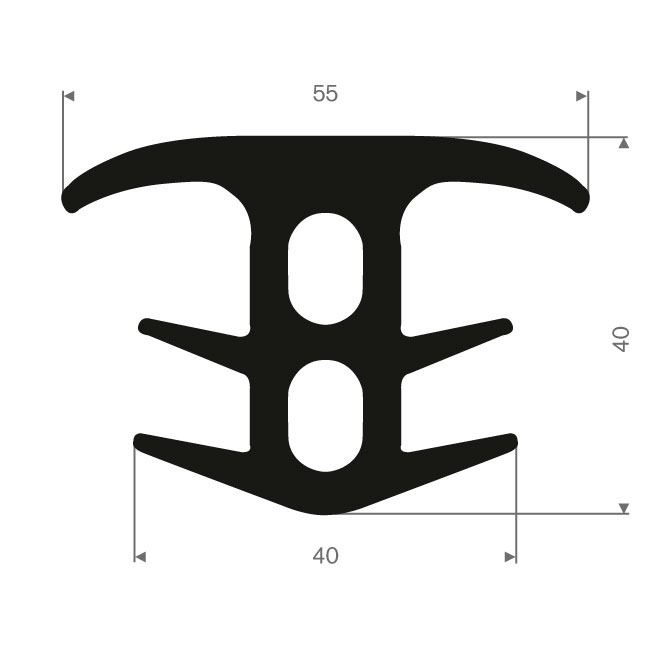 EPDM Vollgummi T-Profil BxH=55x40mm (L=15m)