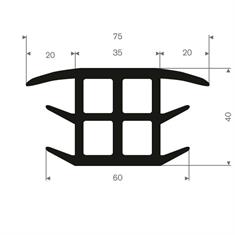 EPDM Vollgummi T-Profil BxH=60x40mm (L=25m)