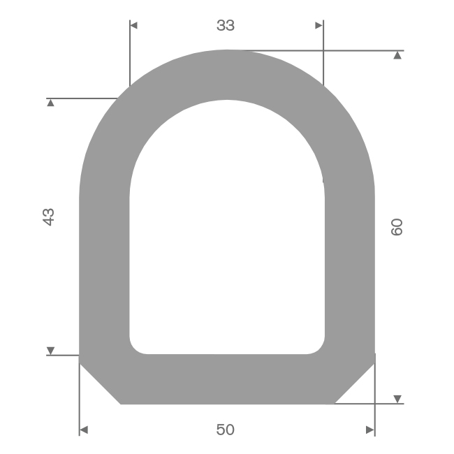 Fenderprofiel grau BxH= 60x50mm (L=10m)