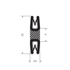 Kantenschutzprofil doppelt schwarz 0,5-1,5mm /BxH= 6,5x25mm (L=50m)