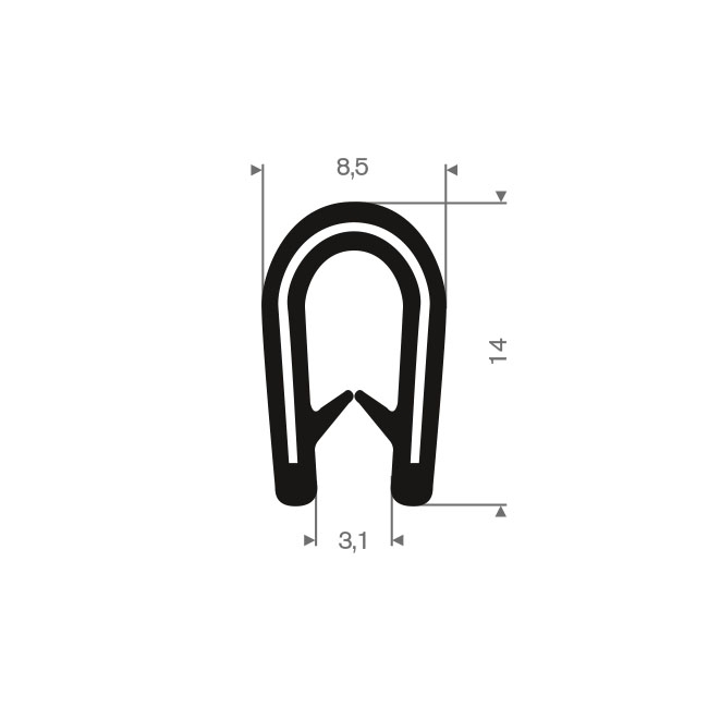 PVC U-Profil transparent 2,5mm / BxH=6x8mm (L=50m) - Technikplaza