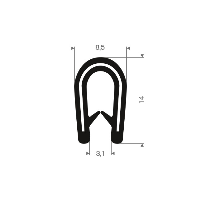 MyTool Kantenschutz 9,5 x 6,5 mm 2,5m schwarz, 0,95