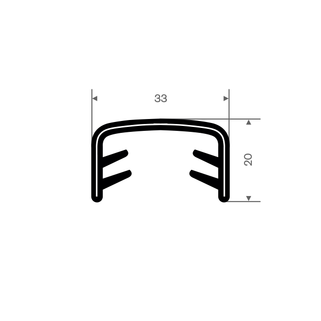 Kantenschutzprofil schwarz 25-27mm /BxH=33x20mm (L=25m) - Technikplaza