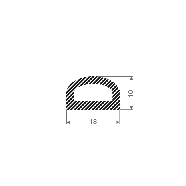 Moosgummi D-Profil selbstklebend BxH=18x10mm - Technikplaza