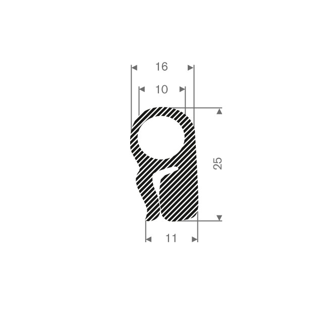 Moosgummi Profil BxH=16x25mm (L=30m)