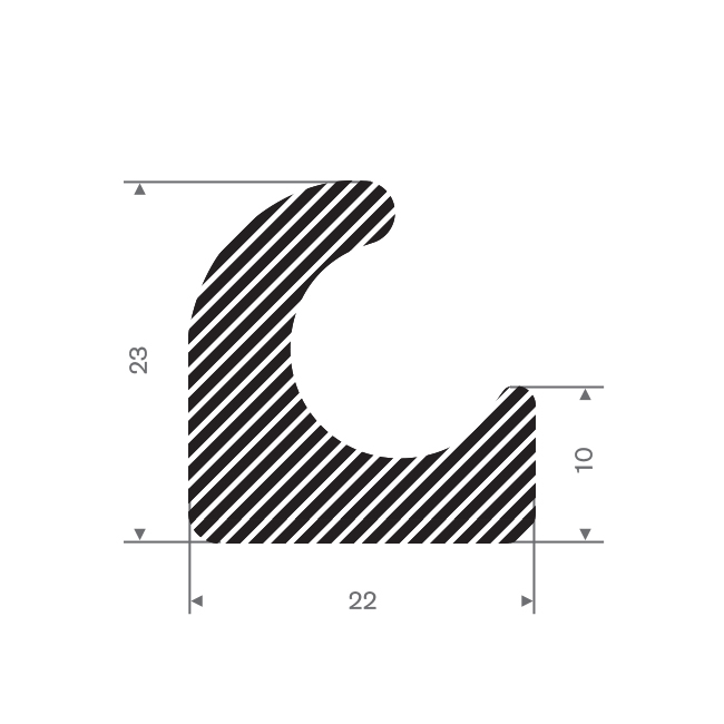 Moosgummi Profil BxH=22x23mm (L=25m)