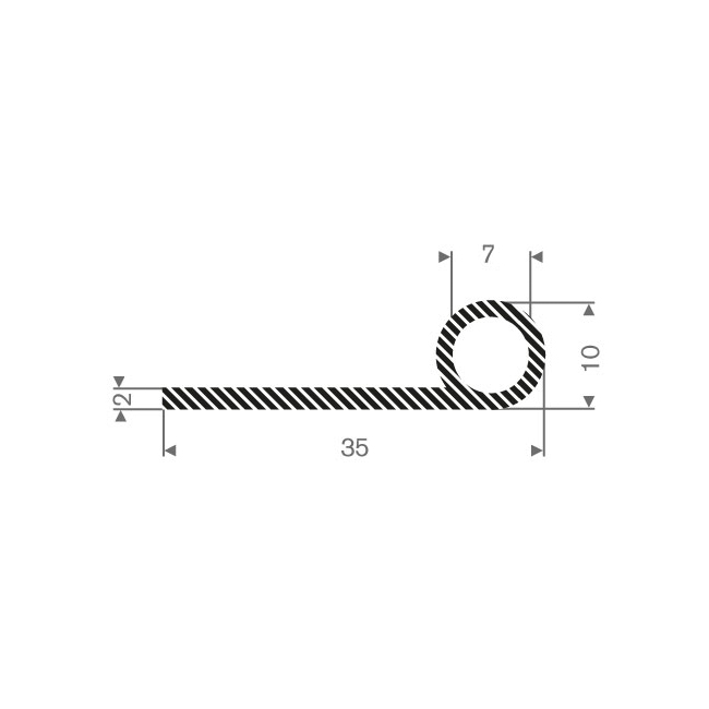 Moosgummi Profil BxH=35x10mm (L=50m)