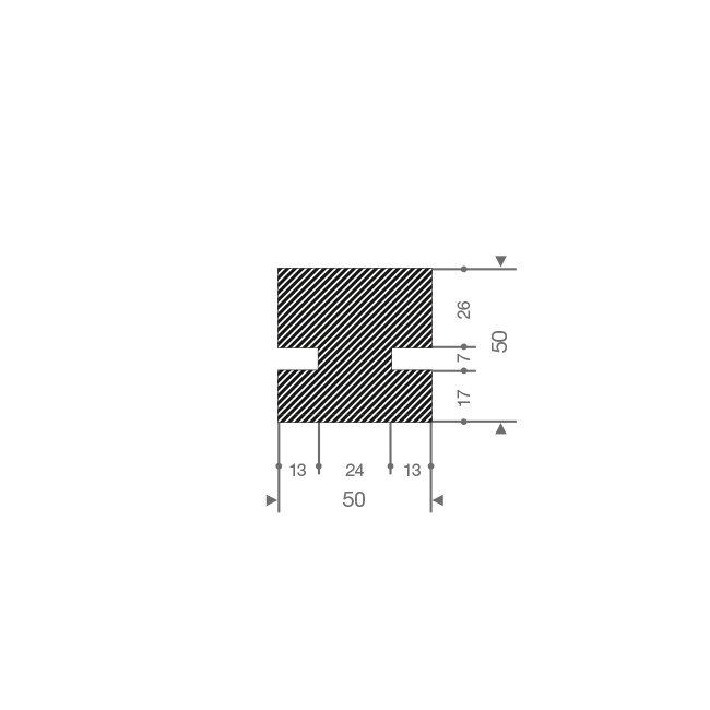 Moosgummi Profil BxH=50x50mm (L=25m)