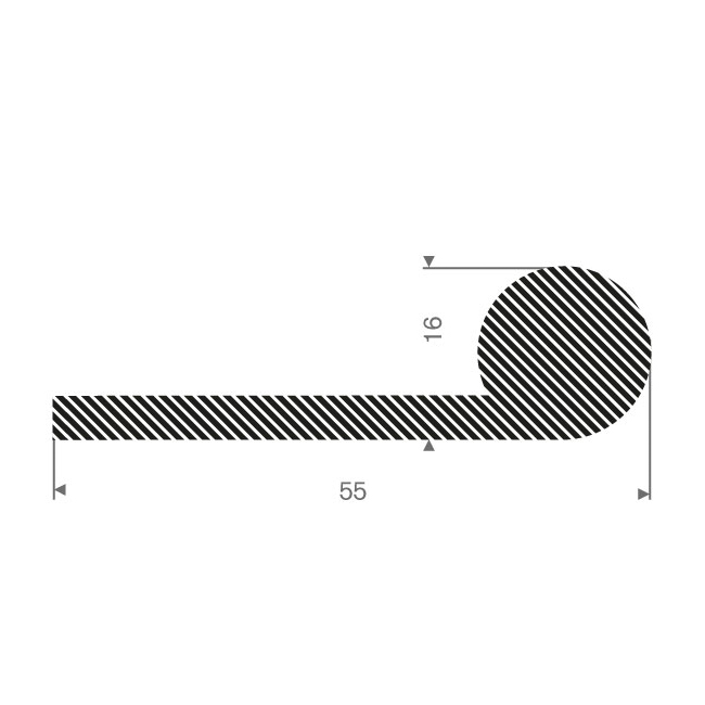 Moosgummi Profil BxH=55x16mm (L=25m)