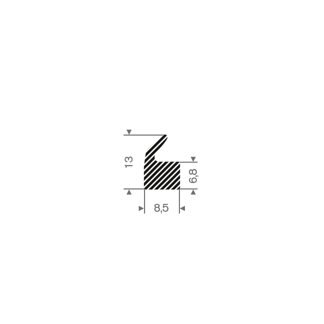 Moosgummi Profil BxH=8,5x13mm (L=50m)