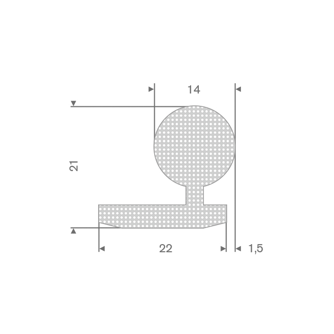 Moosgummi Profil grau BxH=22x21mm (L=100m)