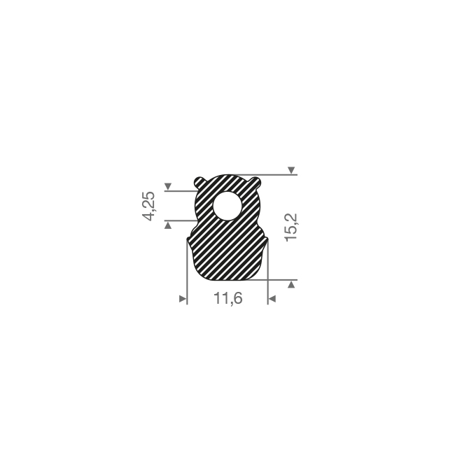 Moosgummi Silikonprofil BxH=11,6x15,2mm (L=25m)