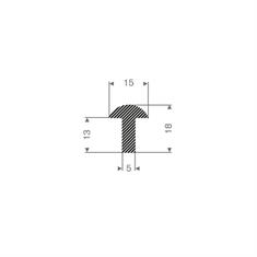 Moosgummi T-Profil grau BxH=15x18mm (L=100m)