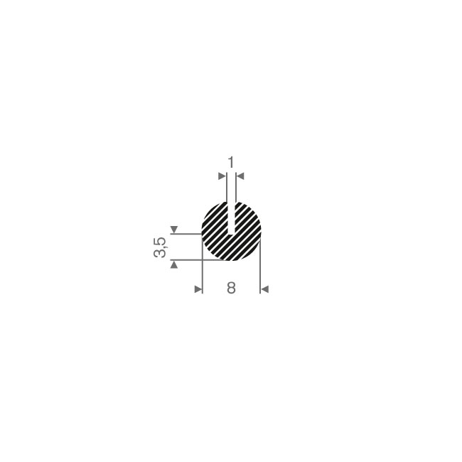 Moosgummi U-Profil 1mm / BxH=8x8mm (L=100m)