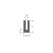 Moosgummi U-Profil 2,5mm/ BxH=8,5x17mm (L=50m)