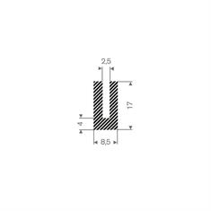 Moosgummi U-Profil 2,5mm/ BxH=8,5x17mm (L=50m)