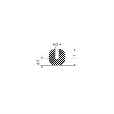 Moosgummi U-Profil 2mm / BxH=11x11mm (L=100m)