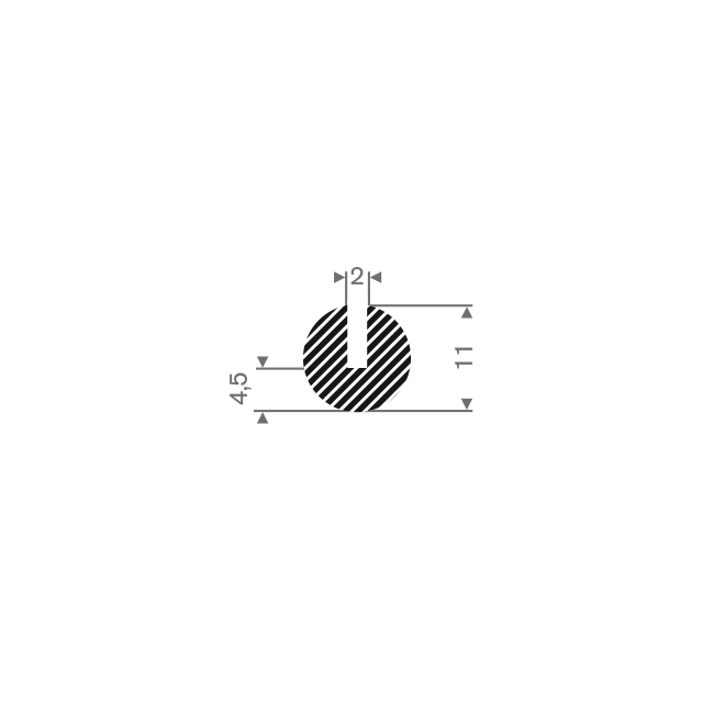 Moosgummi U-Profil 2mm / BxH=11x11mm (L=100m)