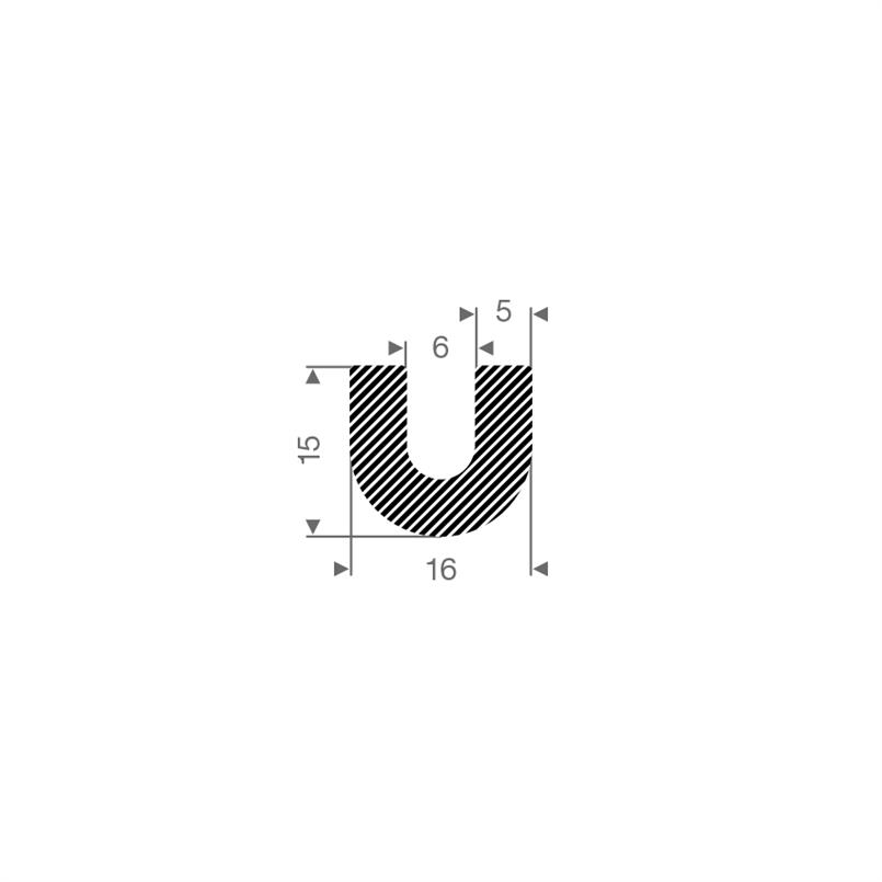 Moosgummi U-Profil 6mm / BxH=16x15mm (L=50m)