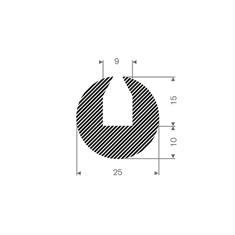 Moosgummi U-Profil 9mm / BxH=25x25mm (L=30m)