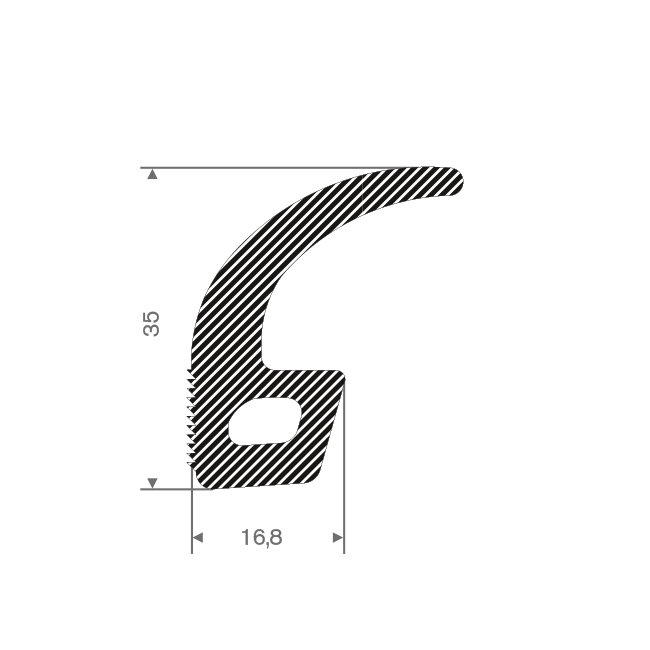 Moosgummiprofil BxH=16,8x35mm (L=25m)