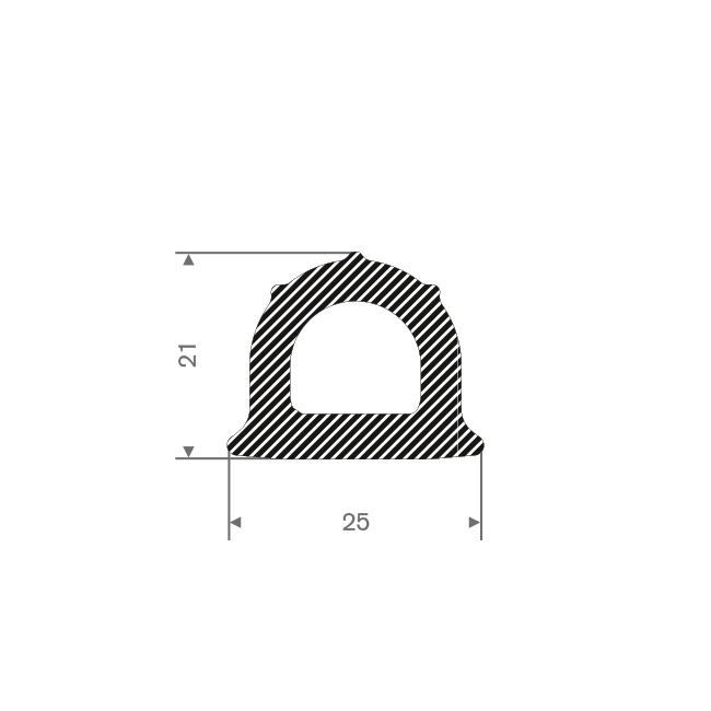 Moosgummiprofil BxH=25x21mm (L=25m)