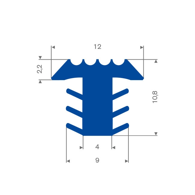 PVC Fugenabdeckprofil blau BxH= 12x10,8mm (L=25m)