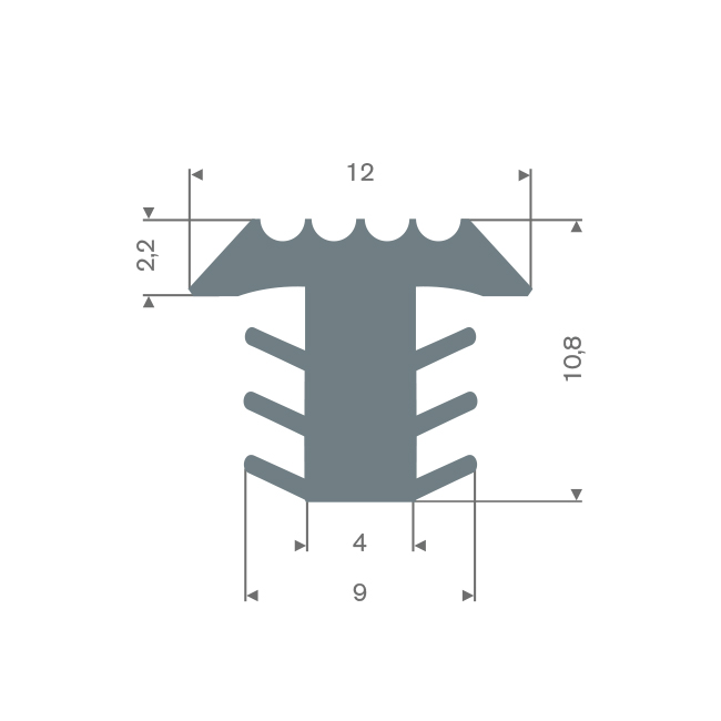 PVC Fugenabdeckprofil grau BxH= 12x10,8mm (L=25m)