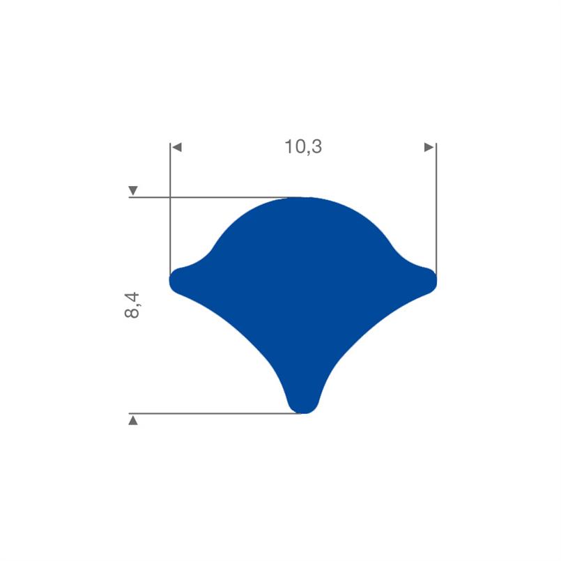 PVC Füllerprofil blau BxH=10,3x8,4mm (L=50m)
