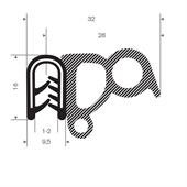 PVC/Moosgummi Klemmprofil 1-2mm / BxH=32x16mm (L=50m)