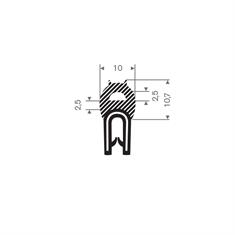 PVC/Moosgummi Klemmprofil 1-3mm / BxH=10x19mm (L=50m)