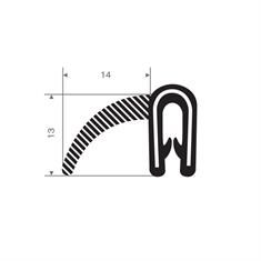 PVC/Moosgummi Klemmprofil 1-3mm / BxH=22x13mm (L=25m)